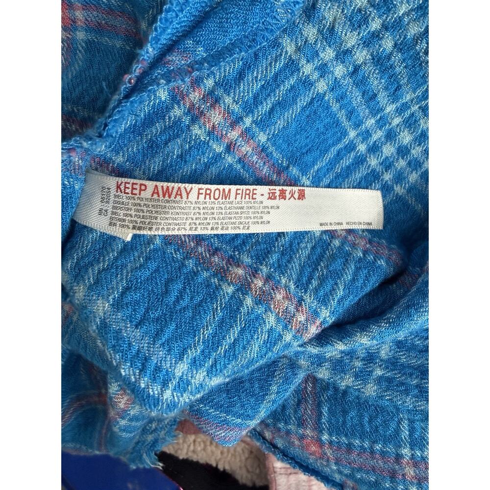 Free People Intimately Blue Plaid Long Sleeve PJ Top/Night Shirt Dress Large - Picture 11 of 12